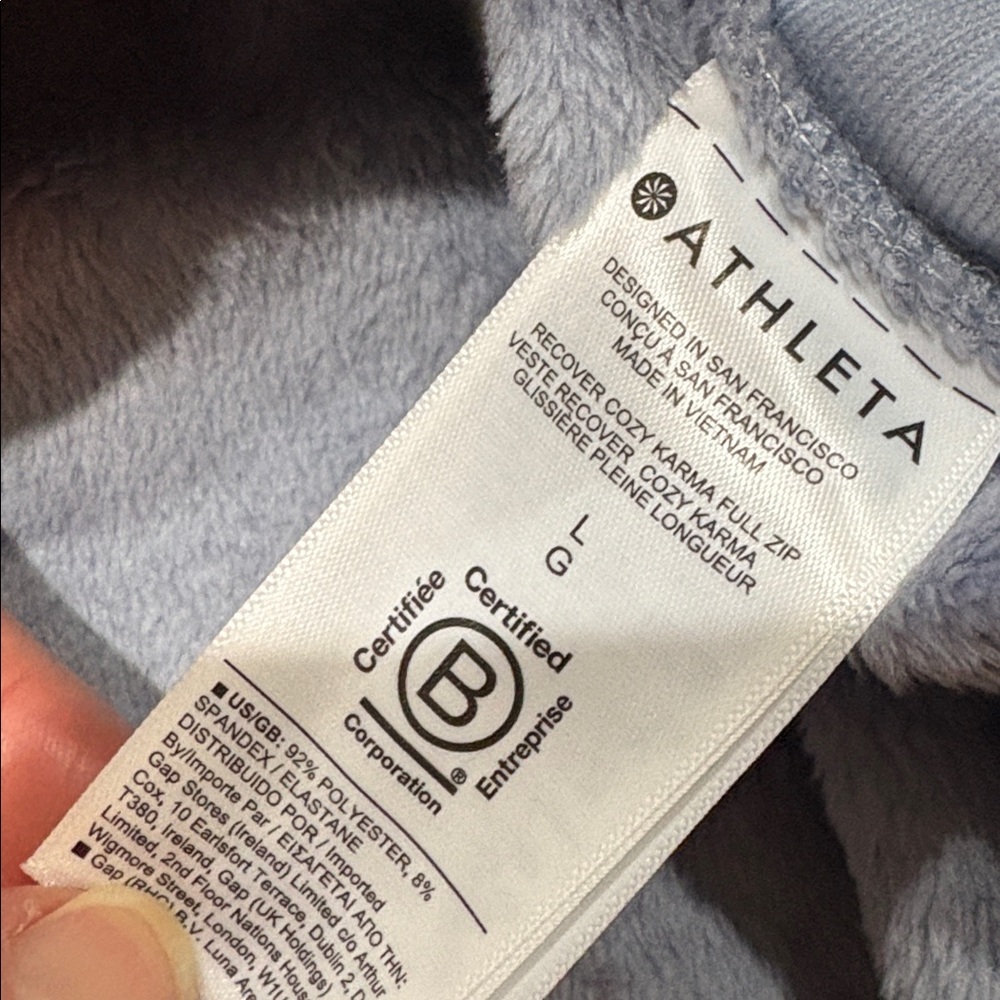 Athleta Recover Cozy Karma Full Zip Jacket Large Gray Blue - Picture 4 of 12